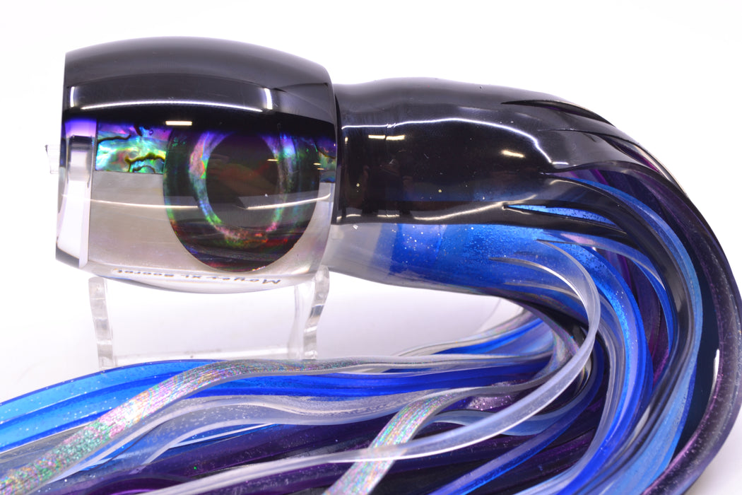 Moyes Lures Skipjack Paua-MOP Black-Purple Back Taxi Eyes XL Secret 14" 9oz Skirted