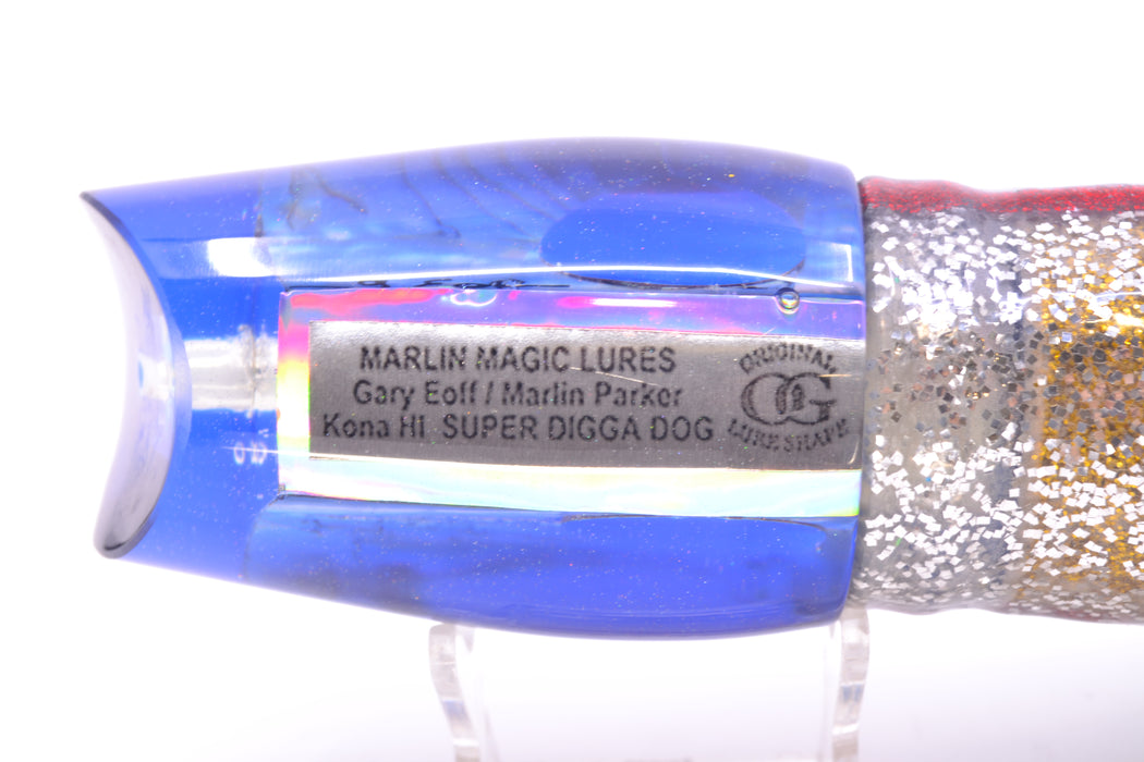 Marlin Magic Abalone Blue Back Red Eyes Super Digga Dog 16" 15.5oz Skirted Evil