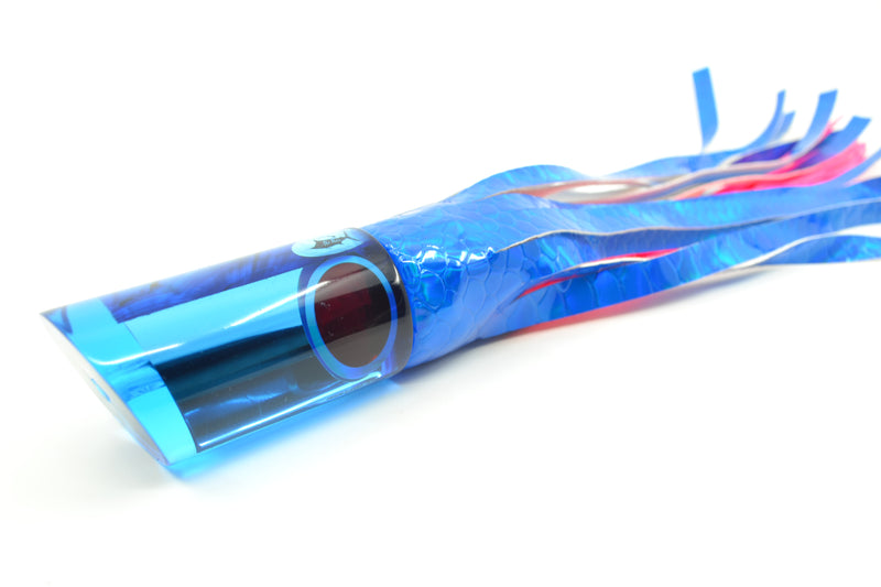 Aloha Lures Blue Mirrored Blue MOP Macho Tube 12" 6oz Vinyl Blue Scale