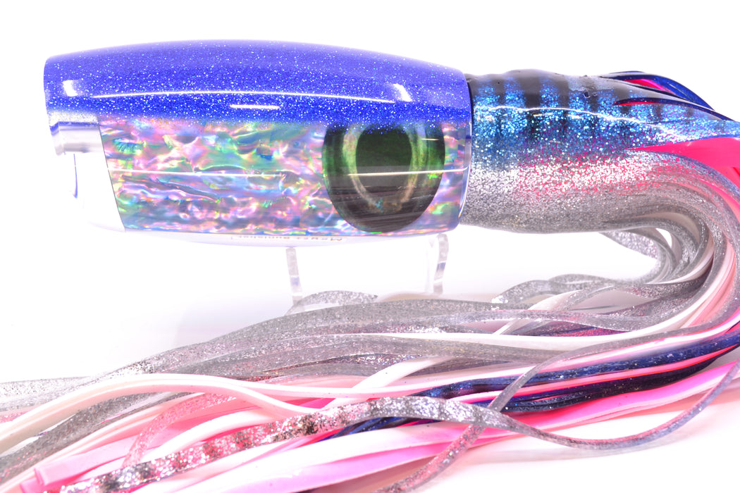 Moyes Lures Ice Blue Awabi Blue Glitter Back Punisher 16" 14.5oz Skirted Blue Aurora *BLEMISH* GZE
