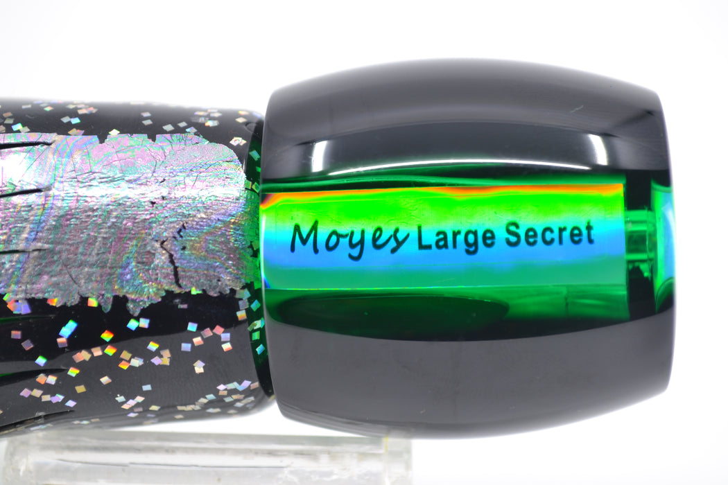 Moyes Lures Green MOP Black Back Large Secret 12" 6.5oz Skirted Black-Aurora-Green