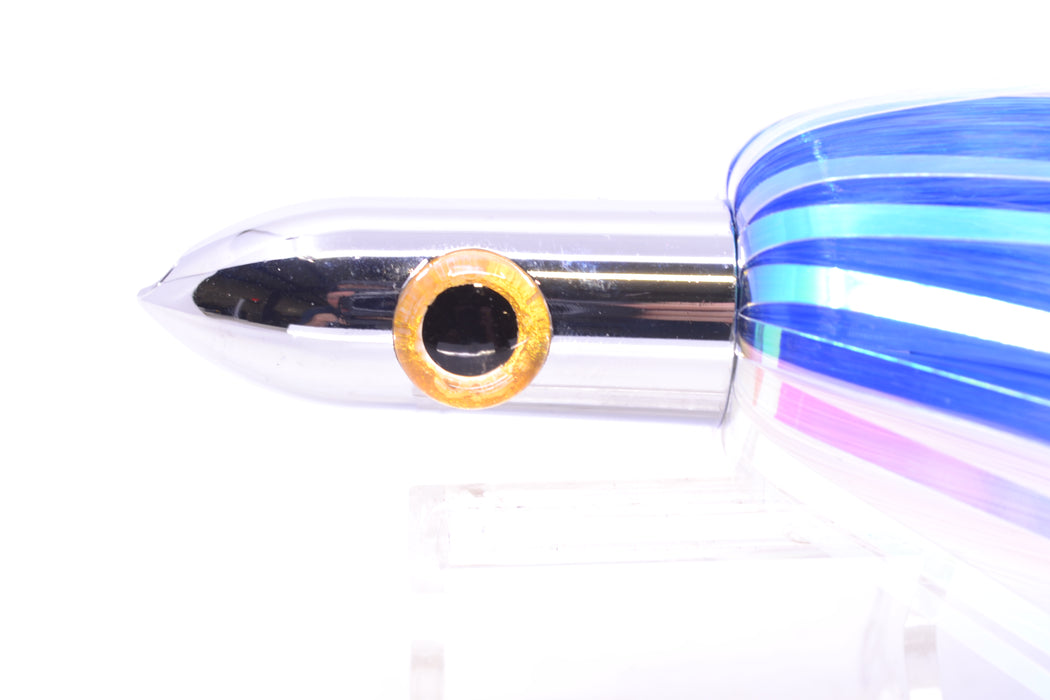 Iland Lures Blue-White Flash Hair Chrome Head "Hawaiian Eye" Ilander 8.5" 2.5oz IL400F-BL/WH