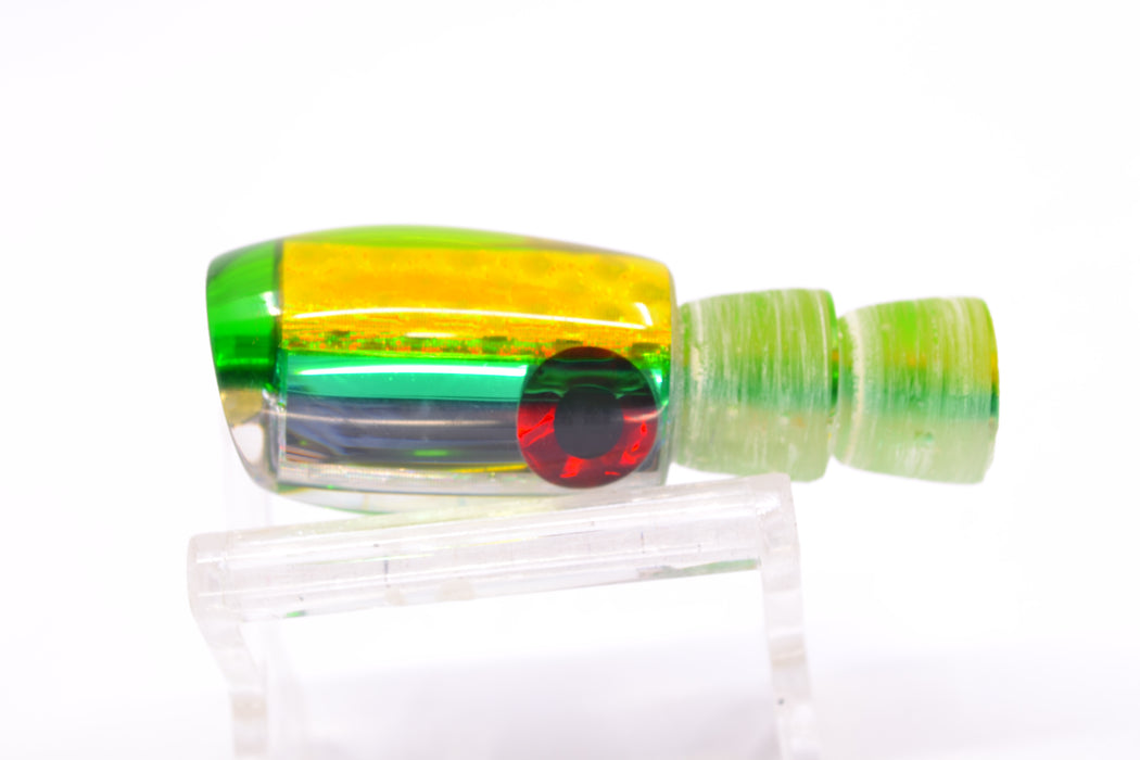 Coggin Lures Clear Mirrored Yellow-Green Back Black-Red Eyes Maui Peanut 5.5" 1.6oz