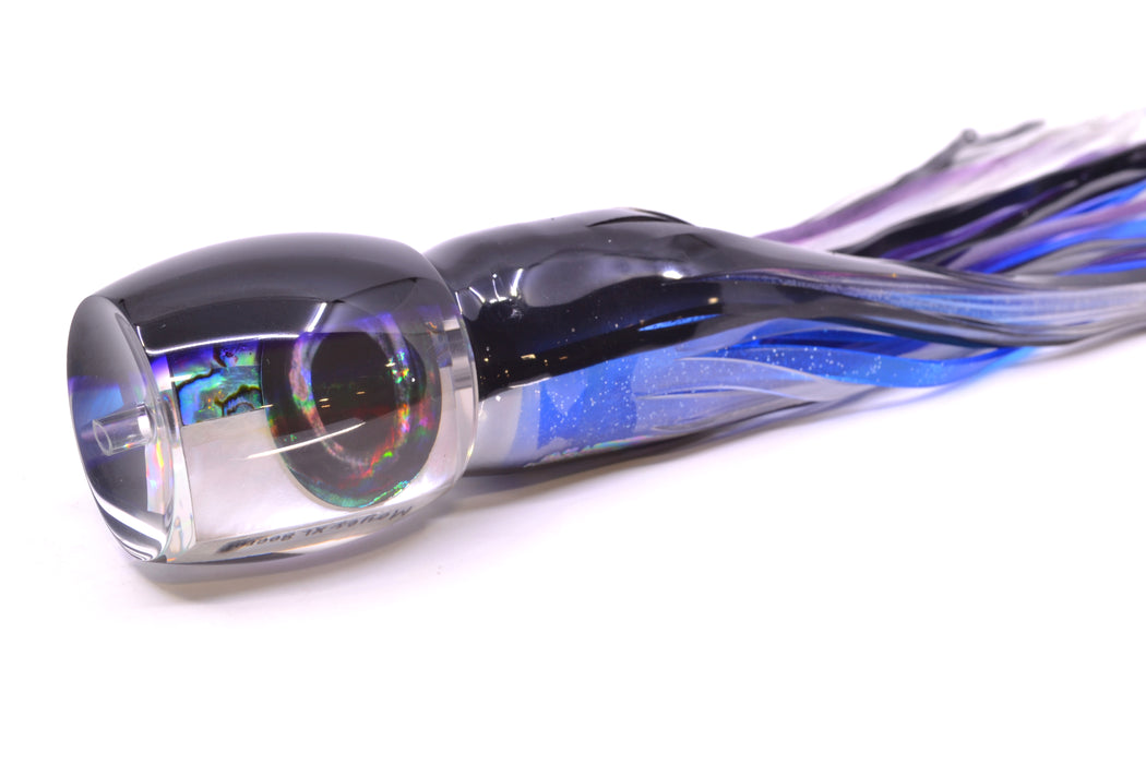Moyes Lures Skipjack Paua-MOP Black-Purple Back Taxi Eyes XL Secret 14" 9oz Skirted