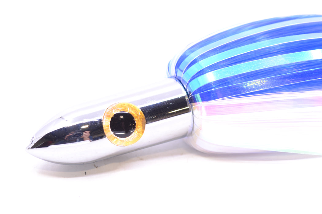 Iland Lures Blue-White Flash Hair Chrome Head "Hawaiian Eye" Ilander 8.5" 2.5oz IL400F-BL/WH