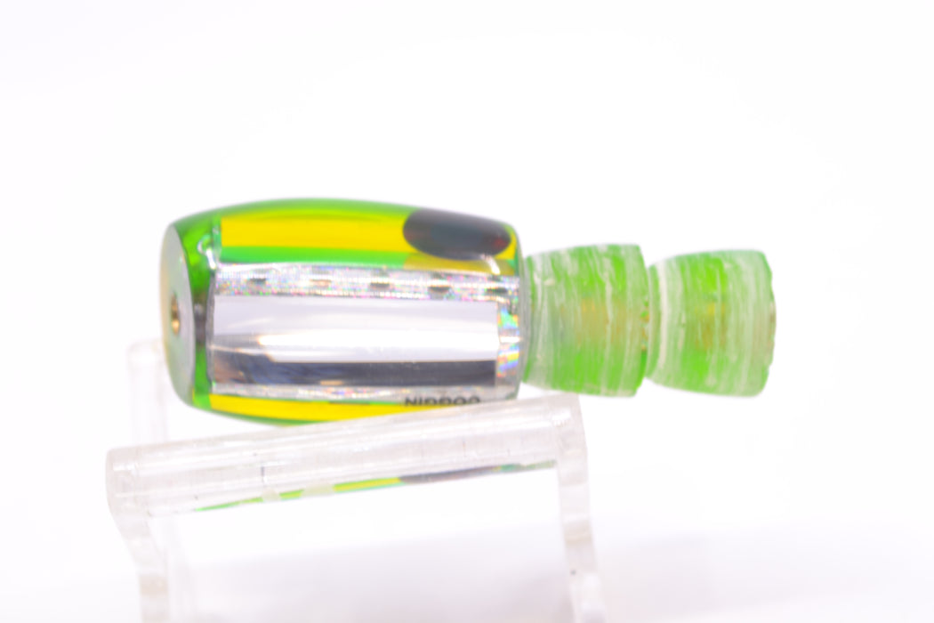 Coggin Lures Clear Mirrored Yellow-Green Back Black-Red Eyes Maui Peanut 5.5" 1.6oz