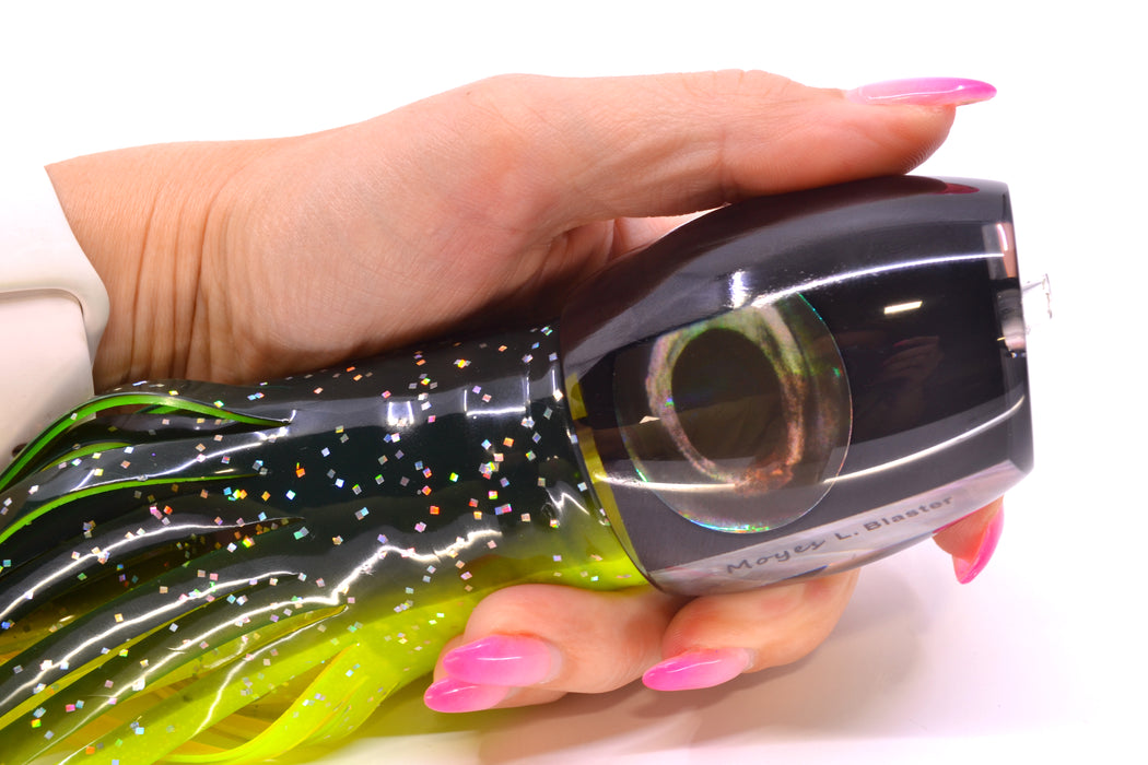 Moyes Lures Black Pearl Black Back Taxi Eyes Large Blaster 14" 10.7oz Skirted Magic Johnson