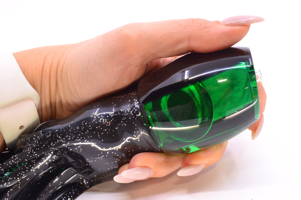 Moyes Lures Green Mirrored Black Back Taxi Eyes Large Blaster 14" 10.7oz Skirted Black GZE
