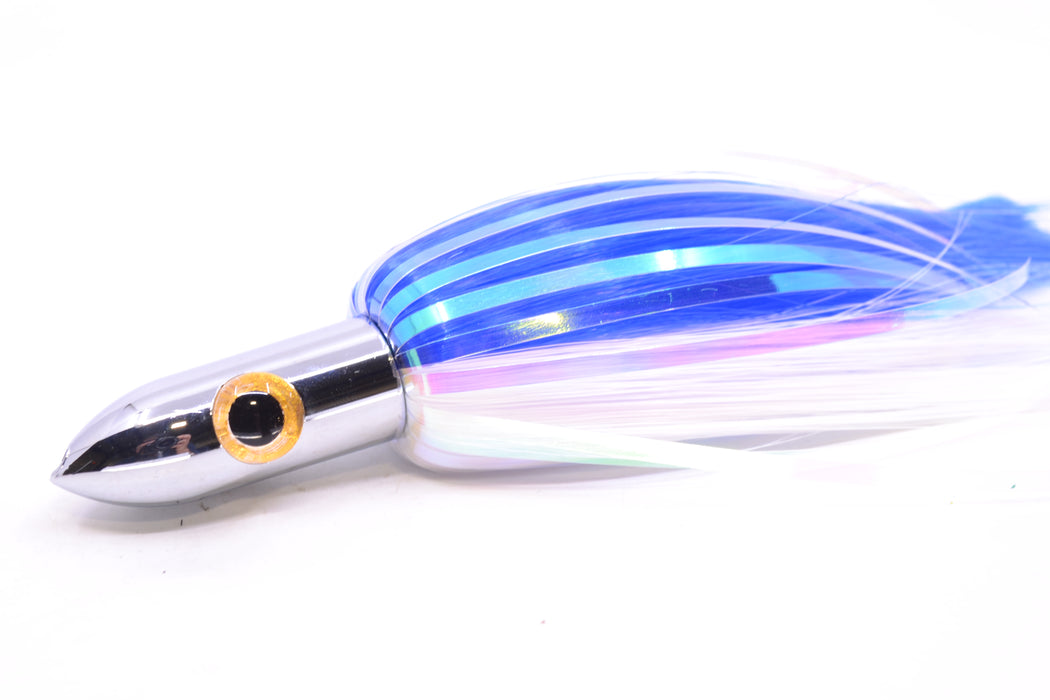 Iland Lures Blue-White Flash Hair Chrome Head "Hawaiian Eye" Ilander 8.5" 2.5oz IL400F-BL/WH