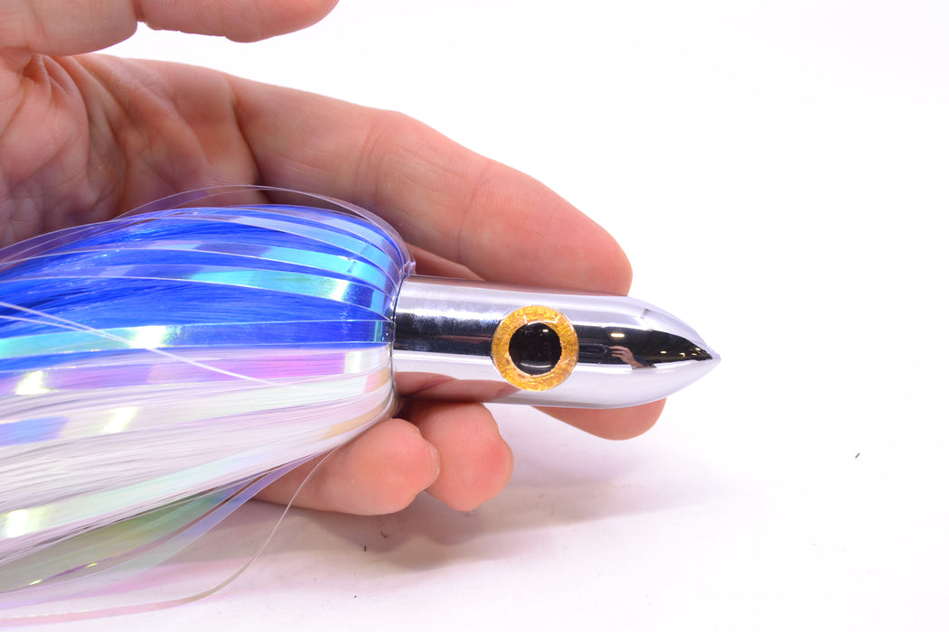 Iland Lures Blue-White Flash Hair Chrome Head "Hawaiian Eye" Ilander 8.5" 2.5oz IL400F-BL/WH
