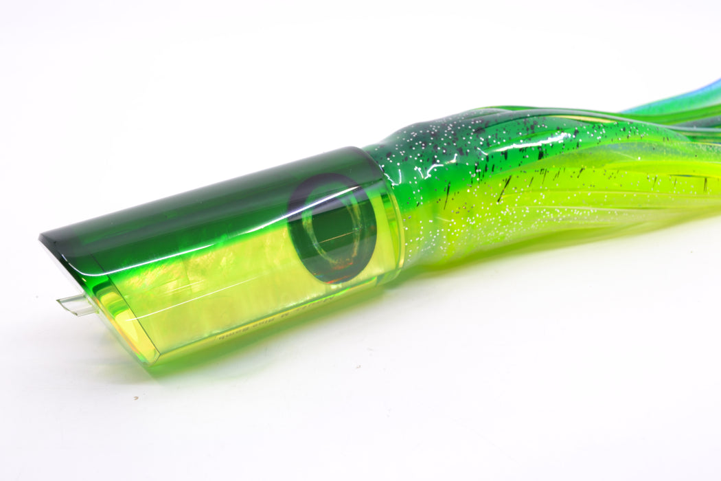 Moyes Lures Chartreuse MOP Green Back Medium Pipe Bomb 12" 7.5oz Skirted Mahi