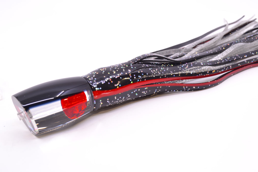 Moyes Lures Clear Mirrored Black Back Small Boogeyman 9" 3.5oz Skirted Black/Silver