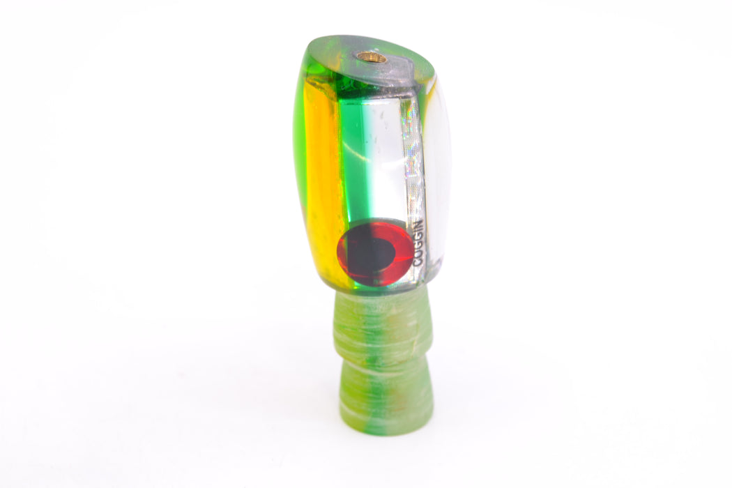 Coggin Lures Clear Mirrored Yellow-Green Back Black-Red Eyes Maui Peanut 5.5" 1.6oz
