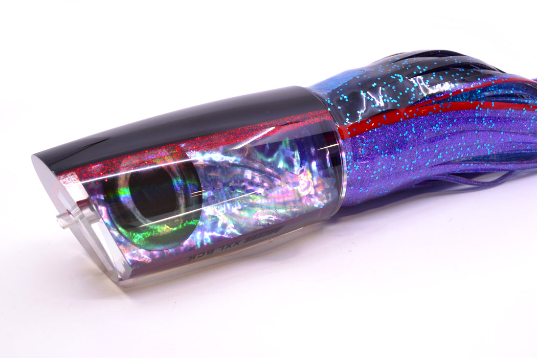 Moyes Lures Rainbow MOP Black-Red Back Taxi Eyes XXL B.C.K. Teaser 22oz Skirted