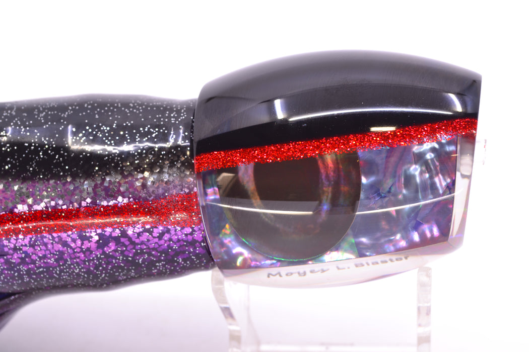 Moyes Lures Rainbow MOP Black-Red Back Taxi Eyes Large Blaster 14" 10.7oz Skirted