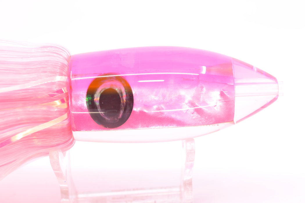 Moyes Lures Pink MOP Pink Back Medium Ono Bullet 9" 5.5oz Skirted Mixed Pink-White Hair