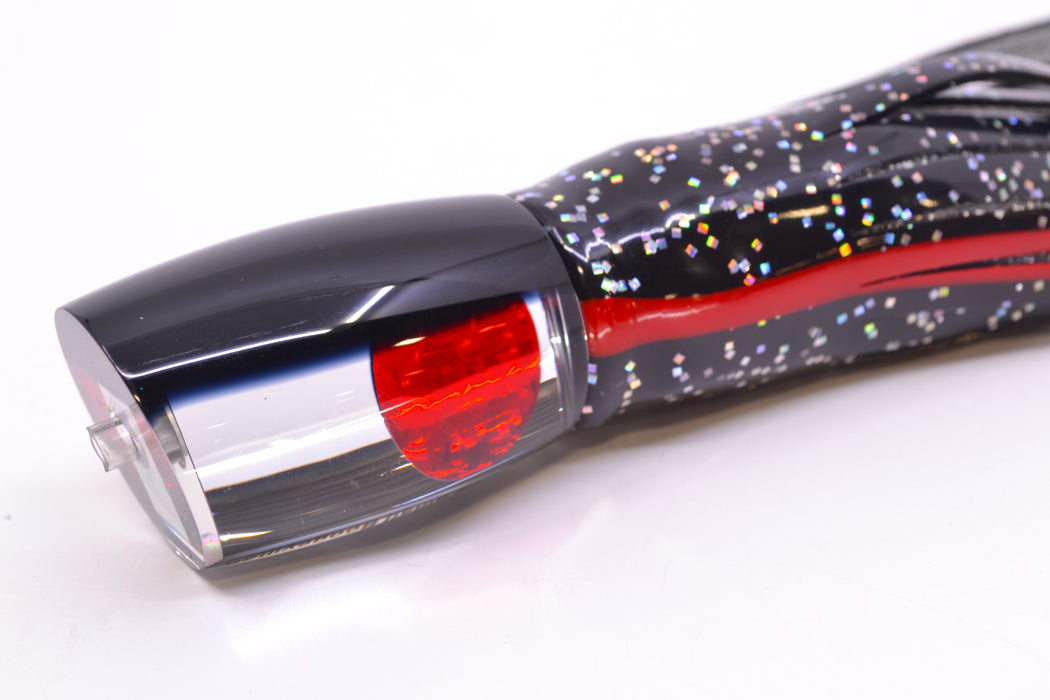 Moyes Lures Clear Mirrored Black Back Small Boogeyman 9" 3.5oz Skirted Black/Silver