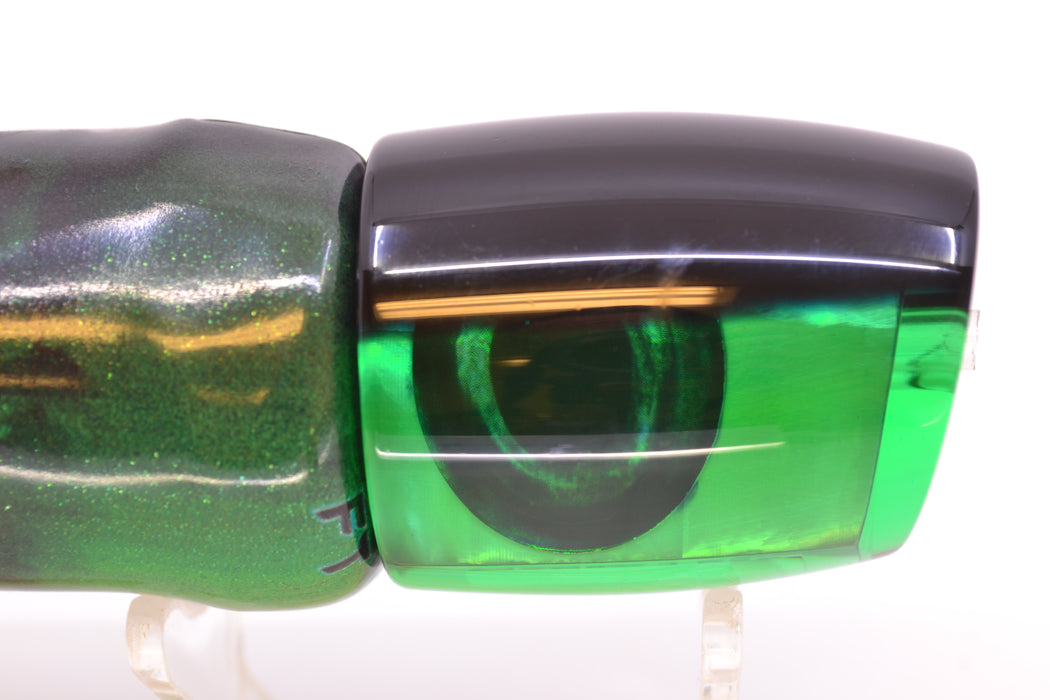 Moyes Lures Green MOP Black Back Medium J-Boy 12" 5oz FT Vinyl Green Tiger