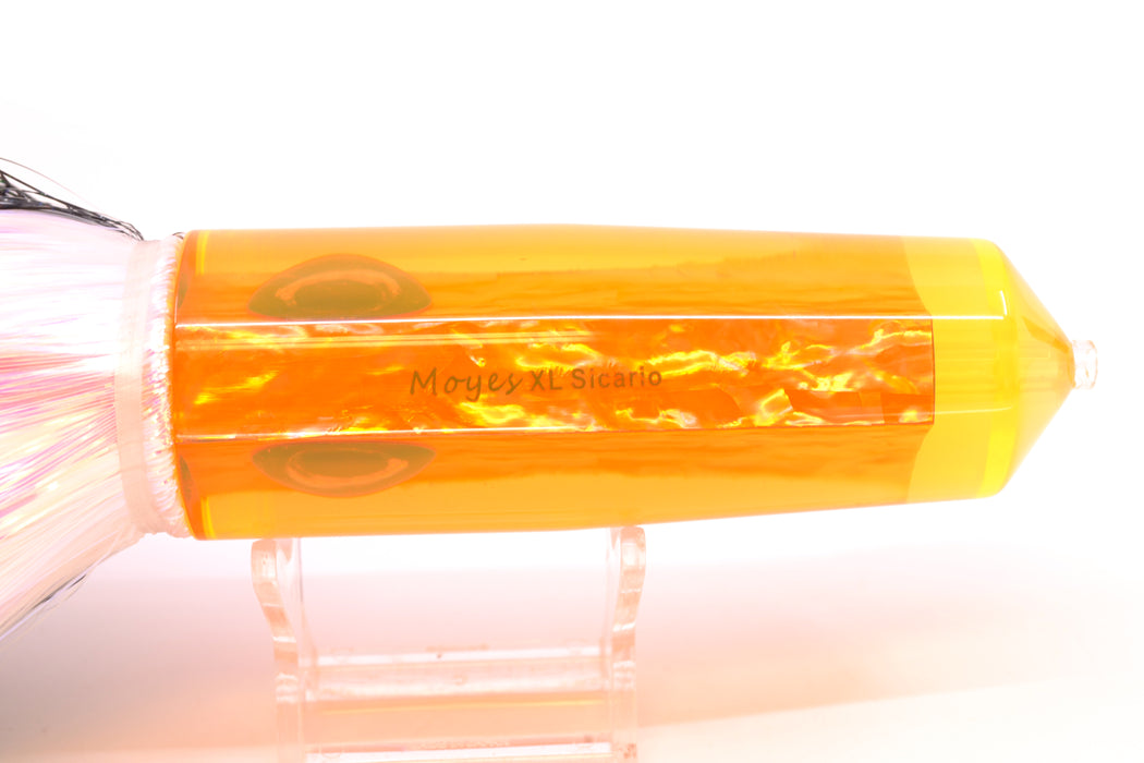 Moyes Lures Orange Awabi XL Sicario Bullet 14" 13.5oz Strobez Black-White/Orange
