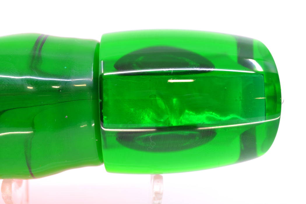 Moyes Lures Green MOP Green-Chartreuse Back Taxi Eyes Bushmaster 12" 10oz Skirted Guacamaya