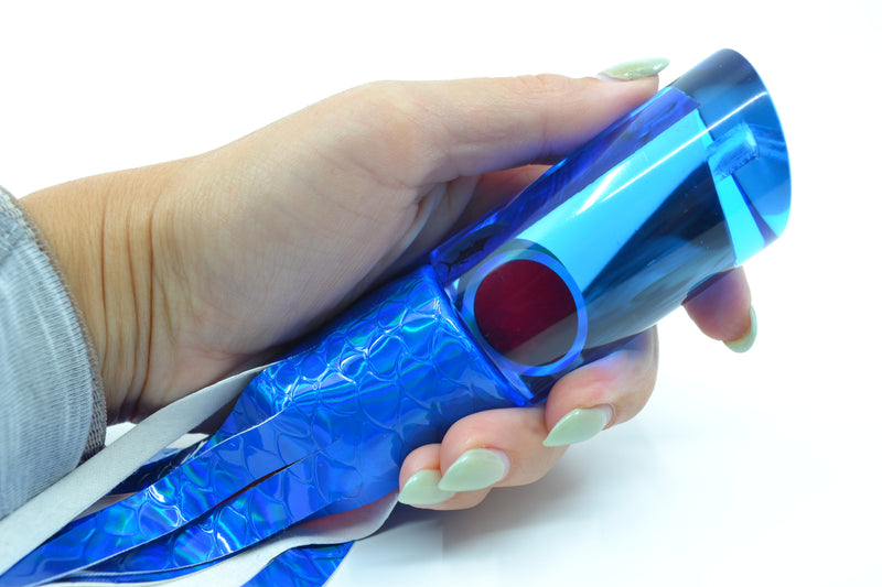 Aloha Lures Blue Mirrored Blue MOP Macho Tube 12" 6oz Vinyl Blue Scale