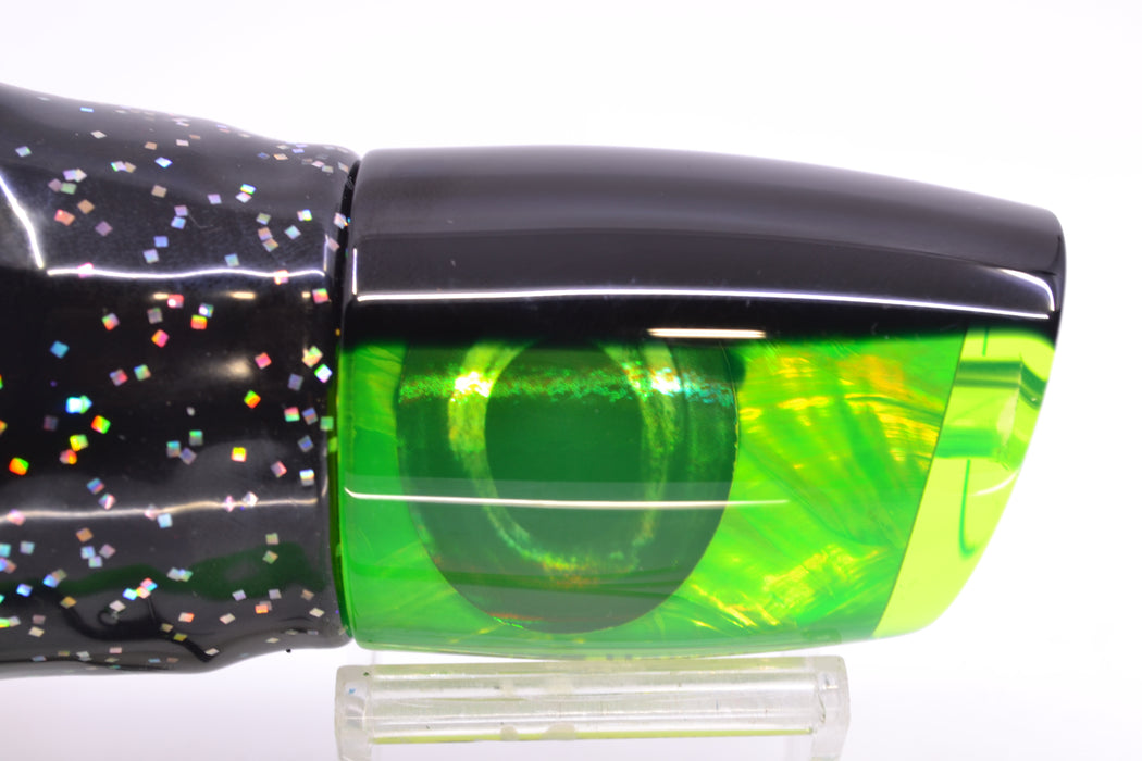 Moyes Lures Green MOP Black Back Taxi Eyes Hannibal 14" 9oz Skirted Black/Green