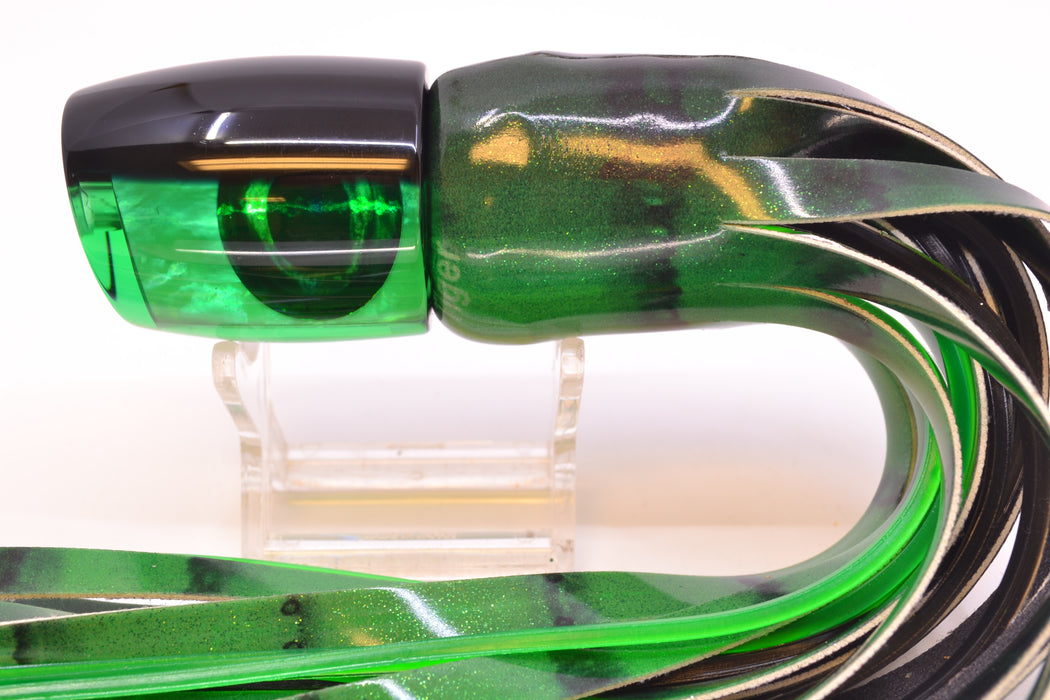 Moyes Lures Green MOP Black Back Medium J-Boy 12" 5oz FT Vinyl Green Tiger