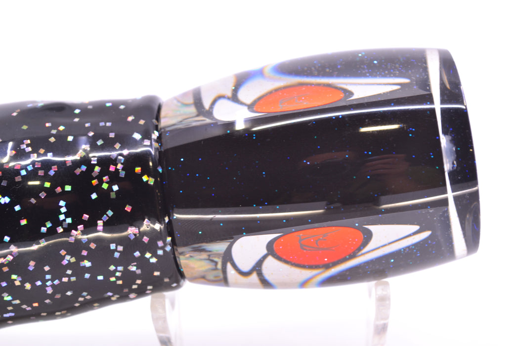 Bonze Lures Hydra Silver-Paua Fish Hercules 12" 9.6oz Skirted Black/Lumo