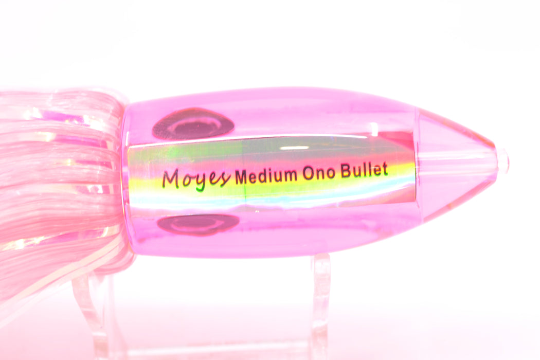 Moyes Lures Pink MOP Pink Back Medium Ono Bullet 9" 5.5oz Skirted Mixed Pink-White Hair