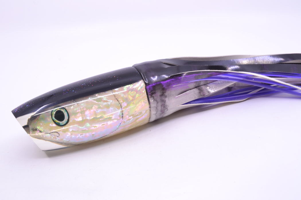 Ali'i Kai Lures White Awabi Shell Fish Head Black Back XL Plunger 16" 15.5oz FT Vinyl