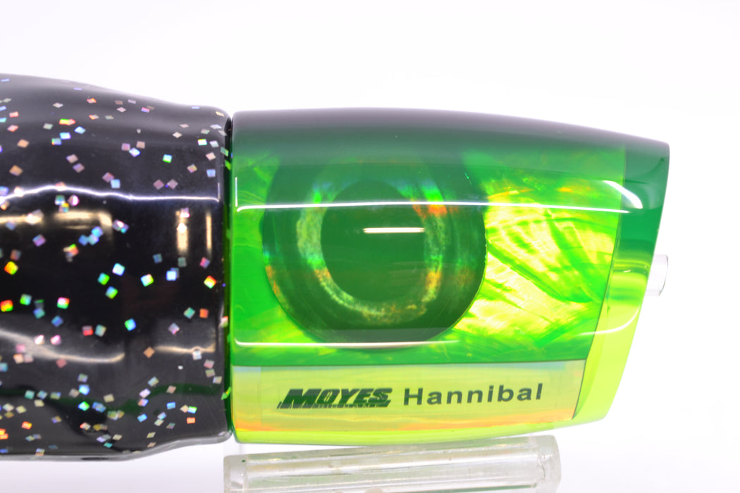 Moyes Lures Green MOP Black Back Taxi Eyes Hannibal 14" 9oz Skirted Black/Green
