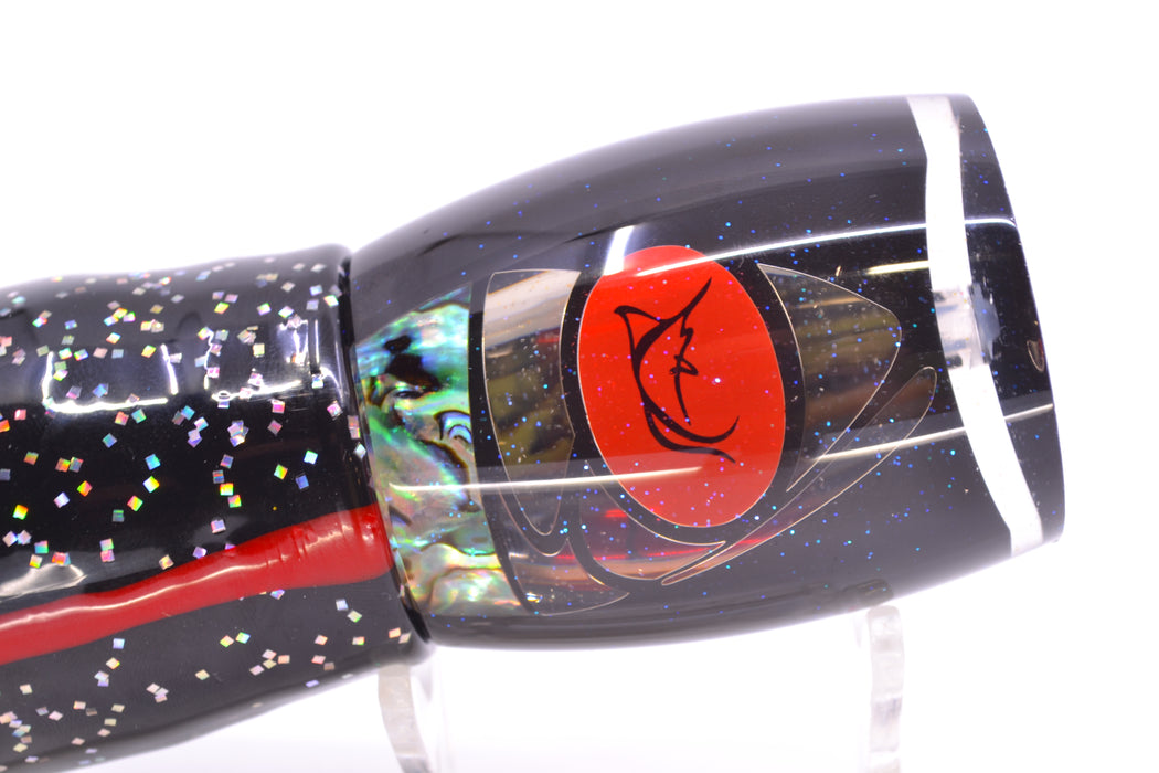 Bonze Lures Hydra Silver-Paua Fish Hercules 12" 9.6oz Skirted Black/Lumo