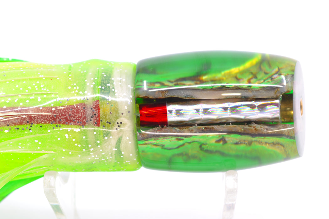 Crampton Baits Real Abalone Green-Yellow Back Small DT 9" 4oz Skirted Green-Clear