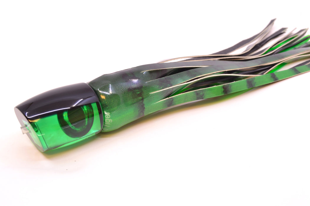 Moyes Lures Green MOP Black Back Medium J-Boy 12" 5oz FT Vinyl Green Tiger