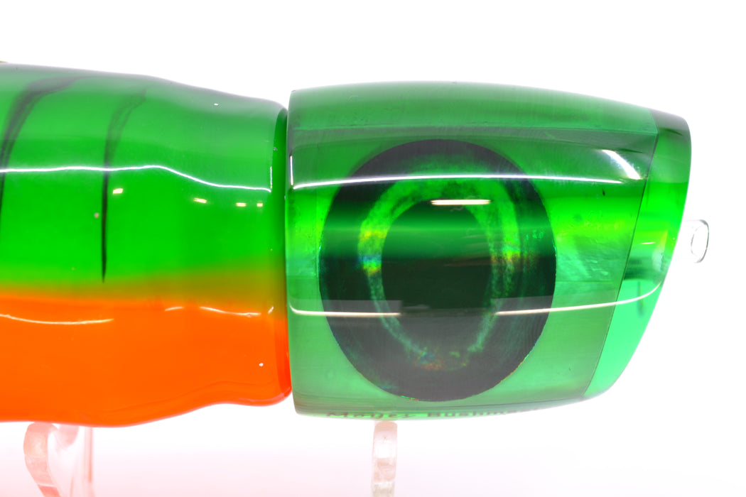 Moyes Lures Green MOP Green-Chartreuse Back Taxi Eyes Bushmaster 12" 10oz Skirted Guacamaya