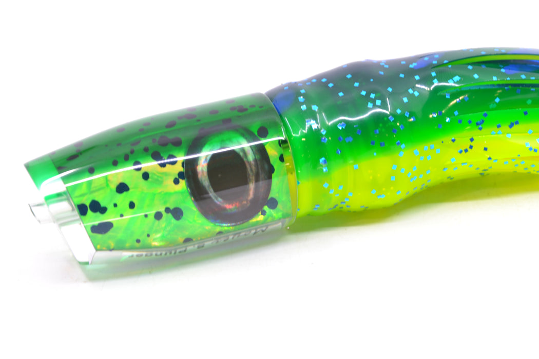 Moyes Lures Mahi MOP Green Back Small Plunger 9" 5oz Skirted Mahi GZE