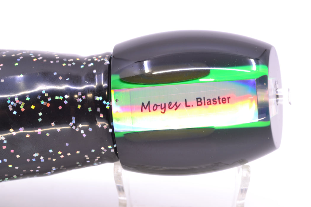 Moyes Lures Green Angel Wing MOP Black Back Large Blaster 14" 10.7oz Skirted Black GZE