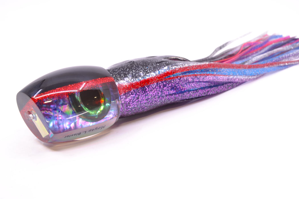Moyes Lures Rainbow MOP Black-Red Back Taxi Eyes Large Blaster 14" 10.7oz Skirted