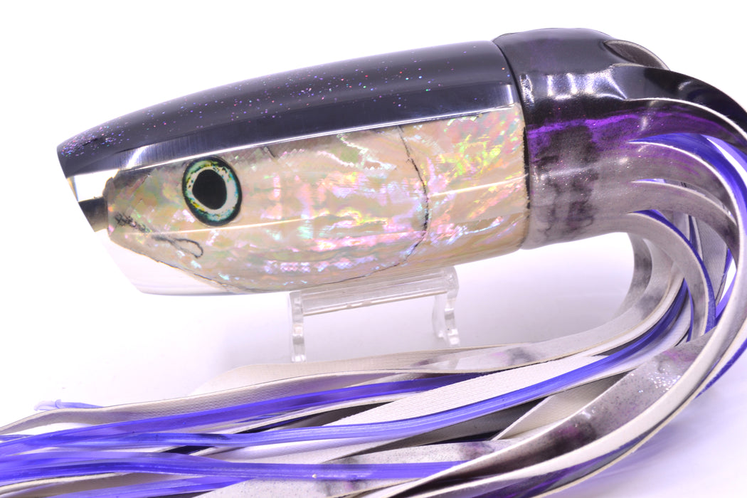 Ali'i Kai Lures White Awabi Shell Fish Head Black Back XL Plunger 16" 15.5oz FT Vinyl