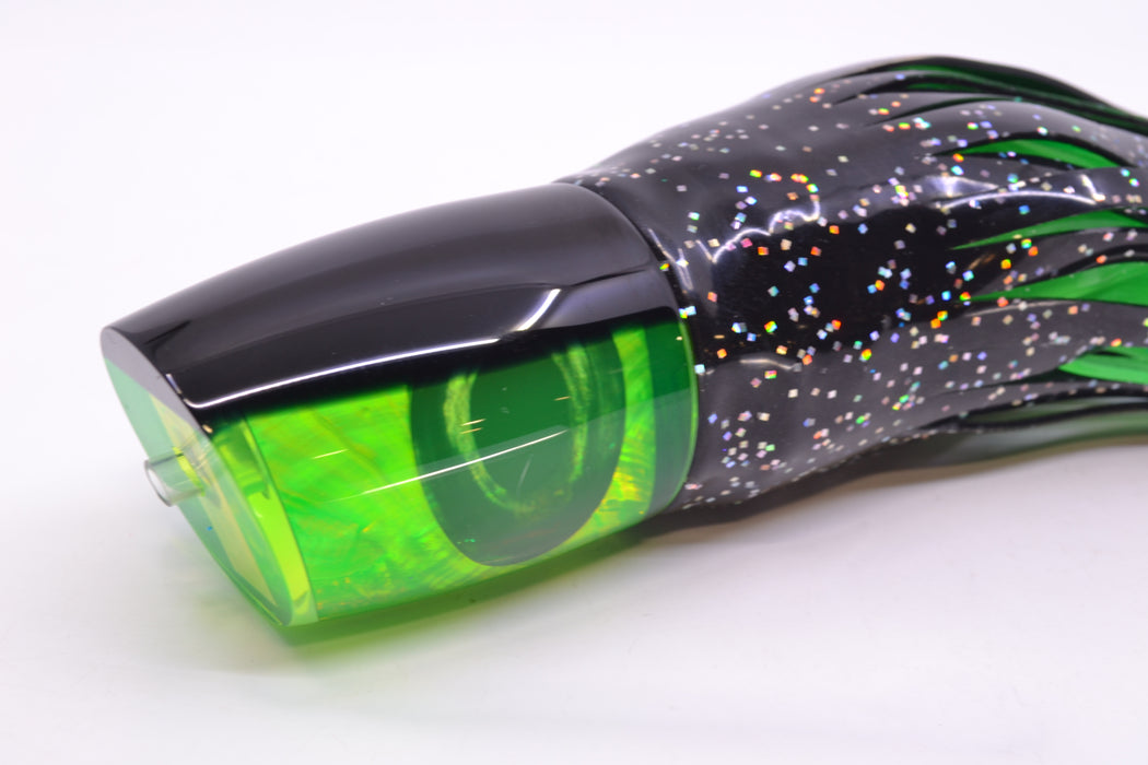 Moyes Lures Green MOP Black Back Taxi Eyes Hannibal 14" 9oz Skirted Black/Green