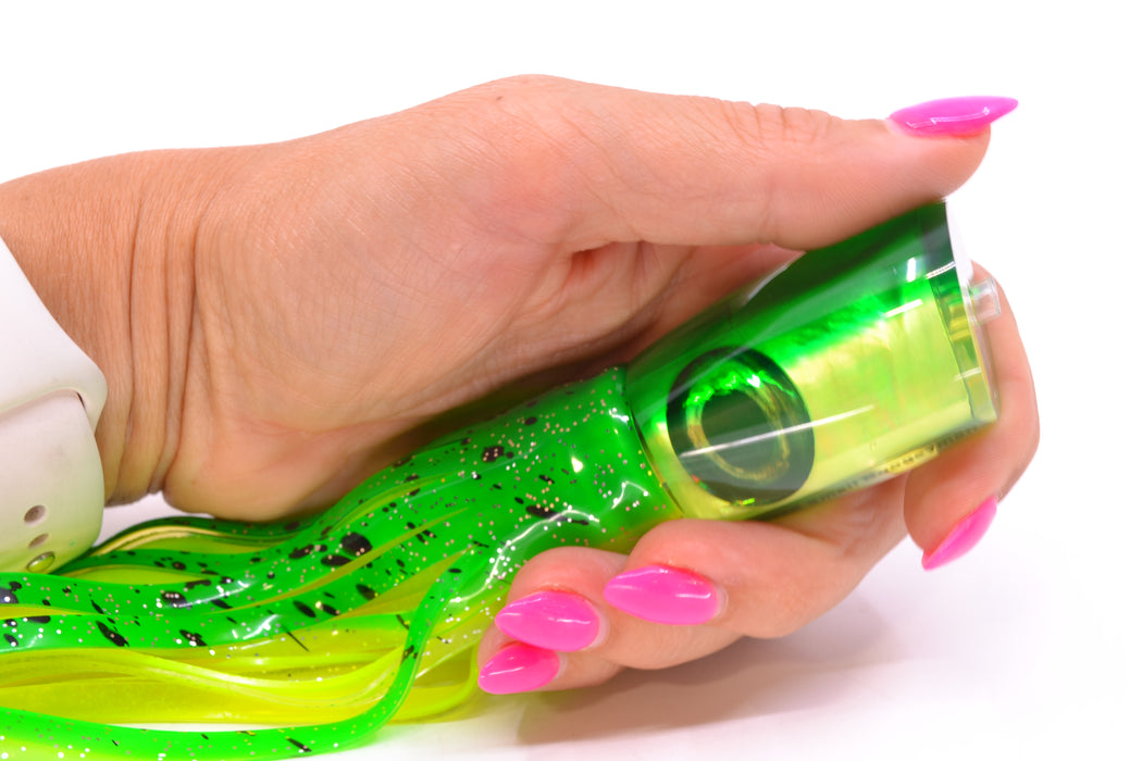 Moyes Lures Chartreuse MOP Green Back Small Boogeyman 9" 3.5oz Skirted Green-Clear GZE