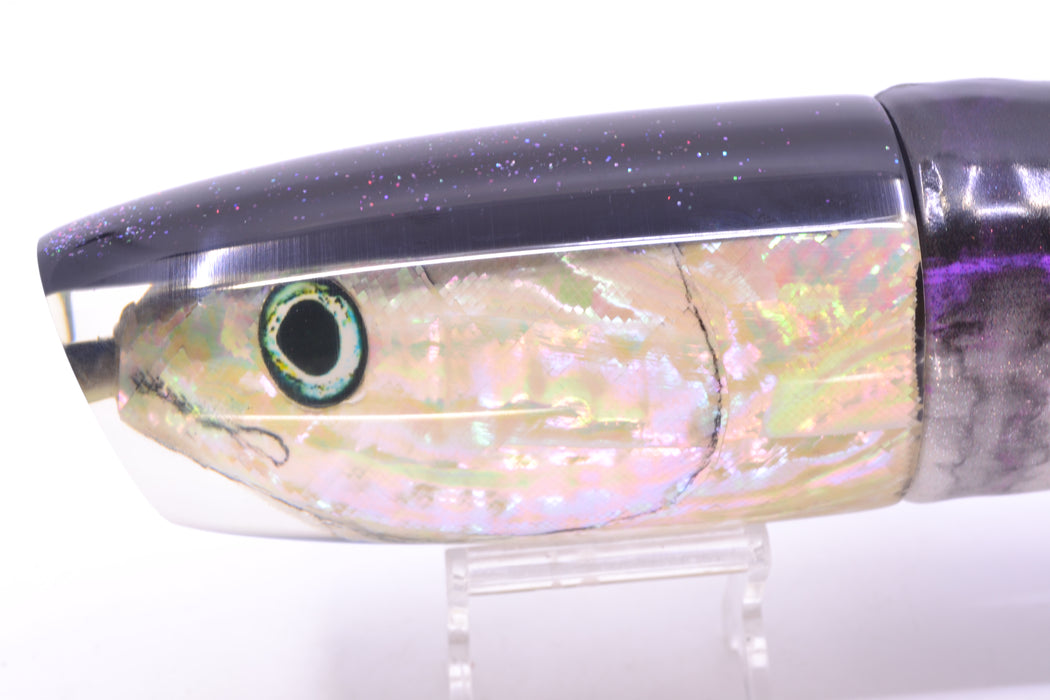 Ali'i Kai Lures White Awabi Shell Fish Head Black Back XL Plunger 16" 15.5oz FT Vinyl