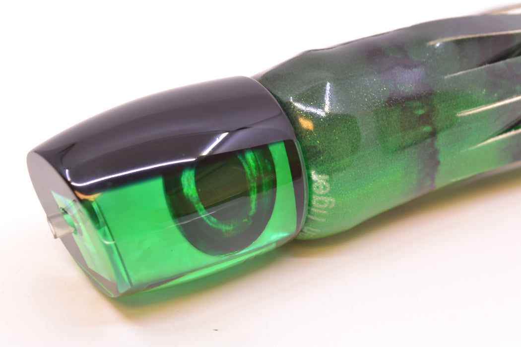 Moyes Lures Green MOP Black Back Medium J-Boy 12" 5oz FT Vinyl Green Tiger