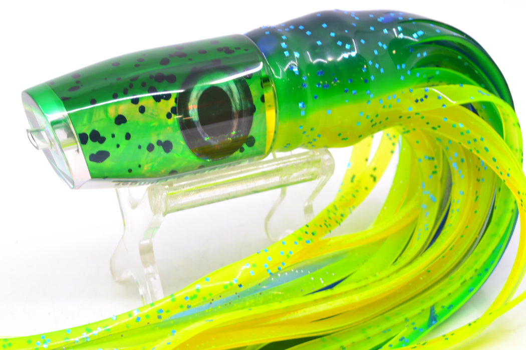 Moyes Lures Mahi MOP Green Back Small Plunger 9" 5oz Skirted Mahi GZE