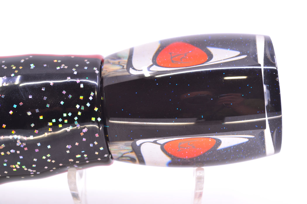 Bonze Lures Hydra Silver-Paua Fish Hercules 12" 9.6oz Skirted Black/Lumo