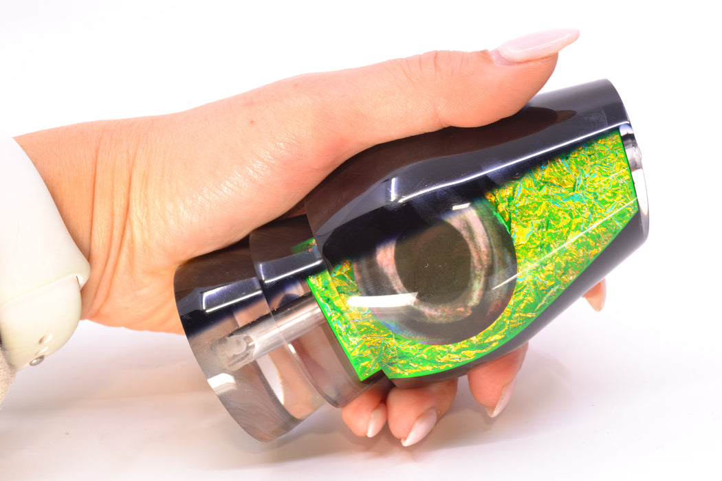 Moyes Lures Green Dichro Black Back Taxi Eyes XL Sumo 16" 13oz GZE