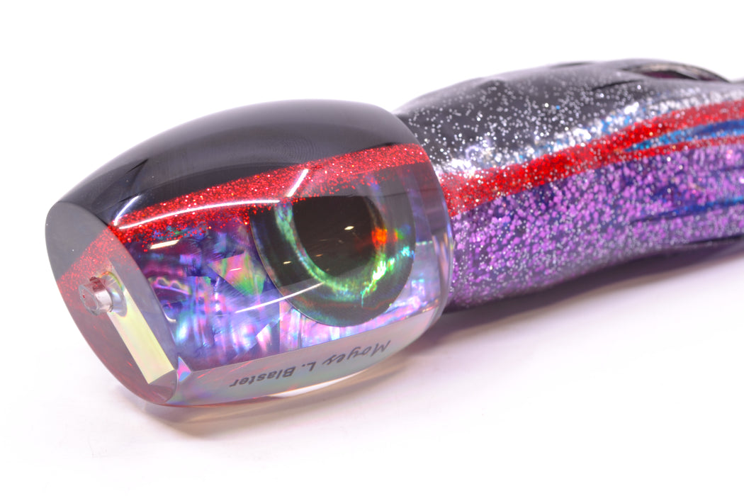 Moyes Lures Rainbow MOP Black-Red Back Taxi Eyes Large Blaster 14" 10.7oz Skirted