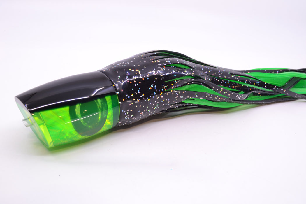 Moyes Lures Green MOP Black Back Taxi Eyes Hannibal 14" 9oz Skirted Black/Green