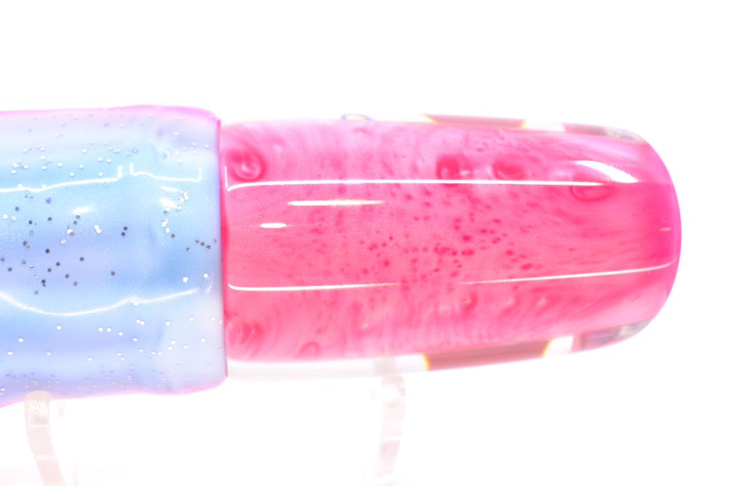 Koya Lures Clear Mirrored Pink Back Red Eyes 614 9" 7oz Skirted Blue Salmon GZE