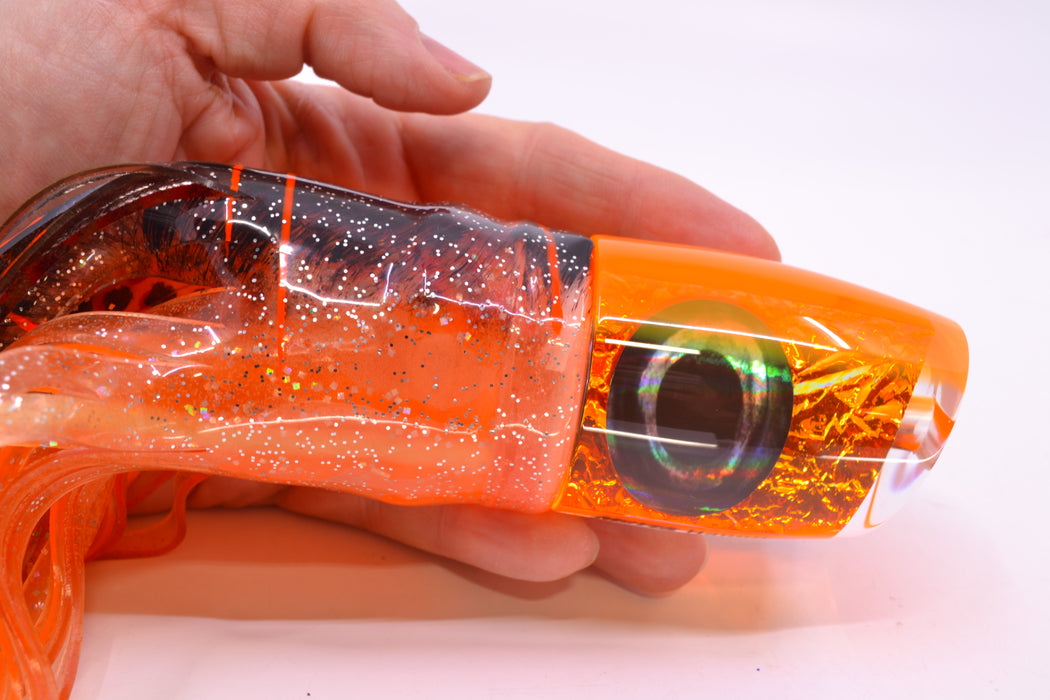 Moyes Lures Orange Dichro Orange Back Hannibal 14" 9oz Skirted Root Beer-Petrolero